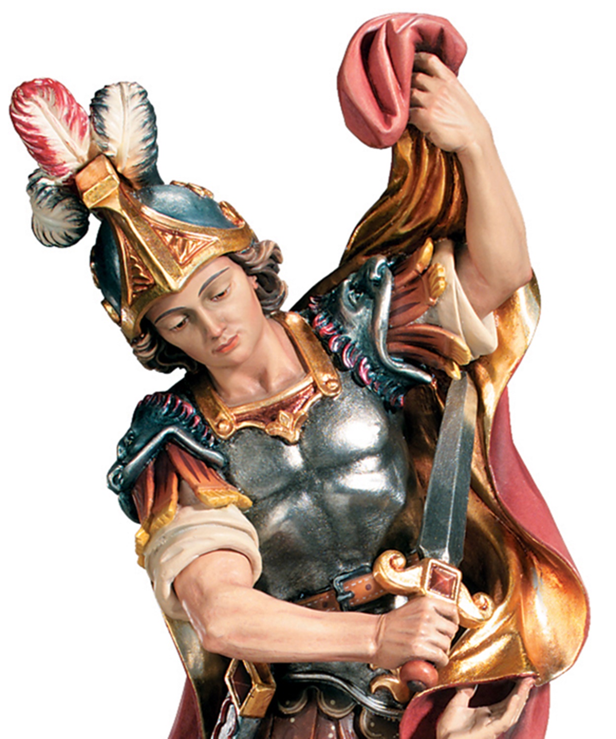 Heiligenfigur Heiliger Martin von Tours H 20 cm Mönch Schutzpatron Holzfigur Statue aus Ahornholz