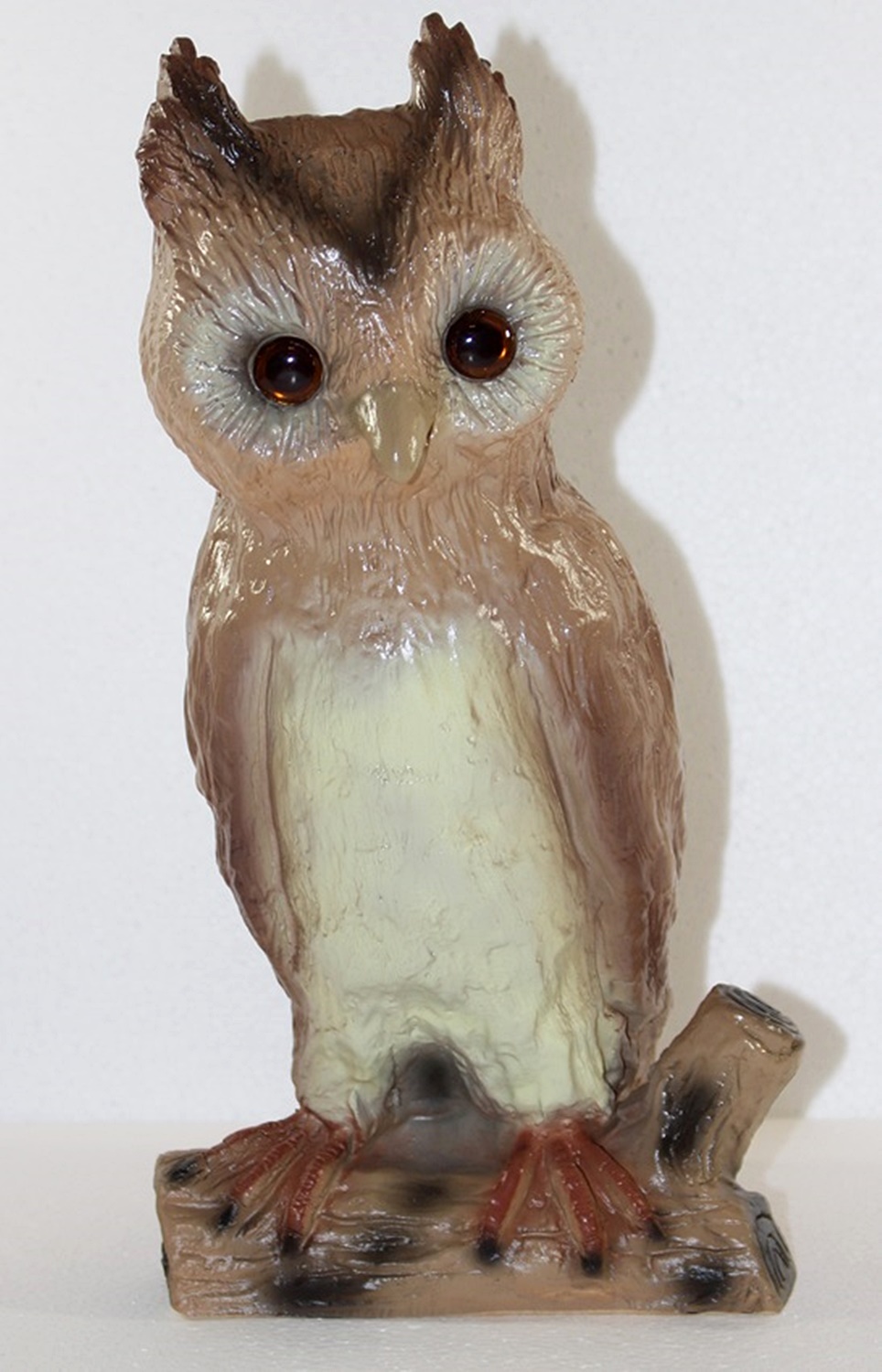 Deko Garten Figur Dekofigur Gartenfigur Tierfigur Eule sitzend auf Baumzweig aus Kunststoff H 31 cm