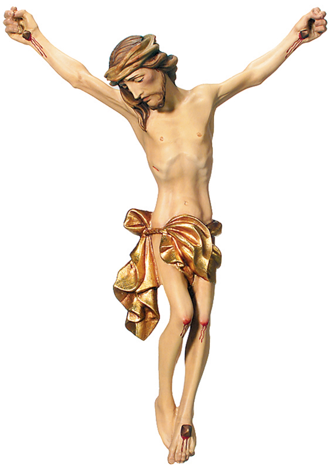 Heiligenfigur Kruzifix Jesus am Kreuz "Leonardo" H 10/ 20 cm Statue Ahorn- und Lindenholz Holzfigur
