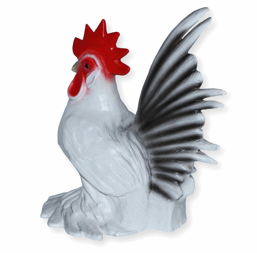 Deko Garten Figur Dekofigur Gartenfigur Tierfigur weißer Hahn stehend aus Kunststoff Höhe 30 cm