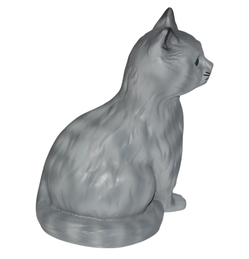 Dekorationsfigur Katze sitzend klein grau H 25 cm Tierfigur Katzenfigur aus Kunstharz