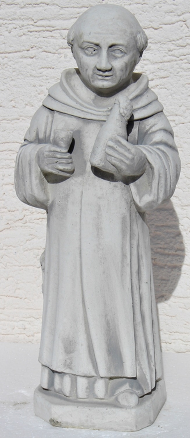 Beton Figur Mönch stehend H 40 cm mit Bierflasche Deko Skulptur