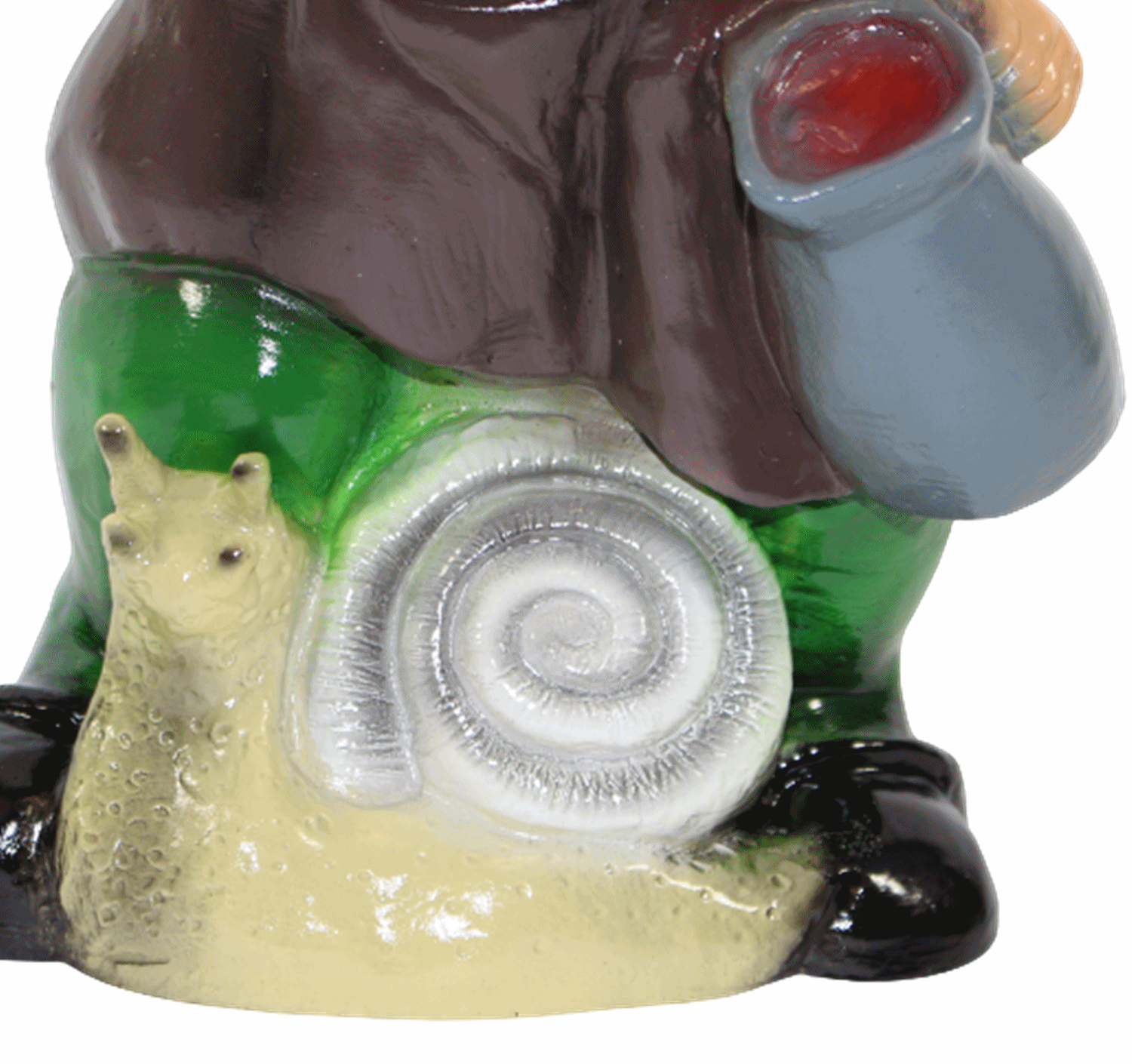 Gartenzwerg Deko Garten Figur Zwerg sitzend mit Schnecke und Weinkelch aus Kunststoff H 44 cm