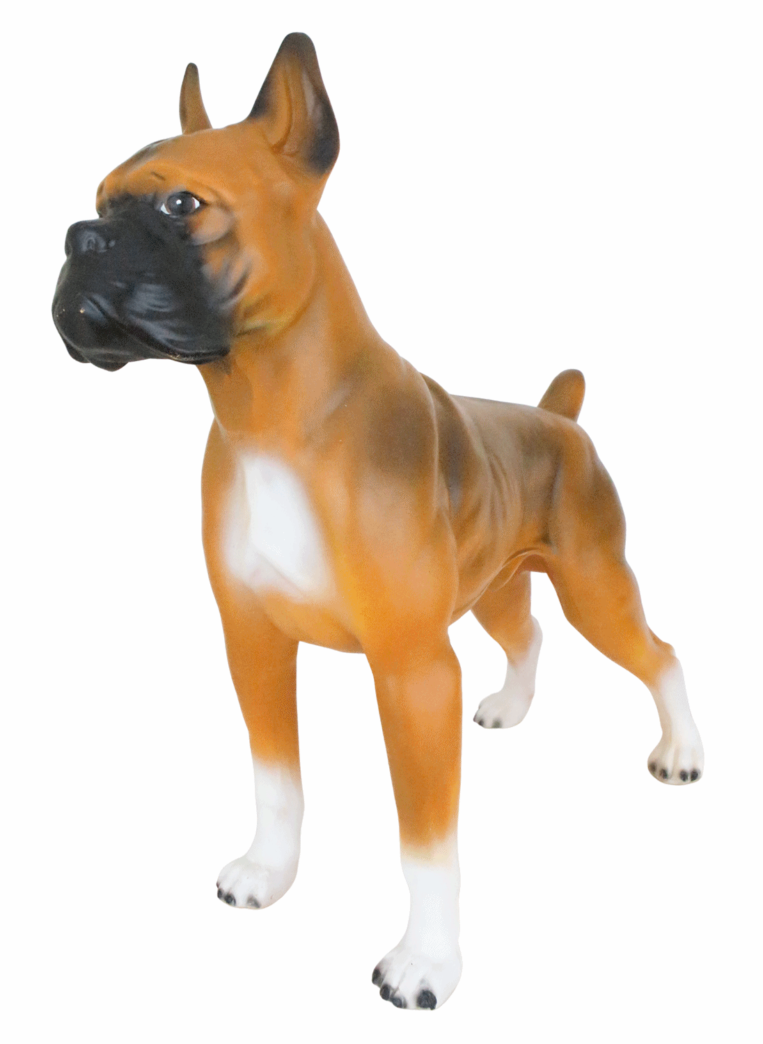Dekofigur Boxer Hund Deko Figur H 47 cm aus Kunstharz Tierfigur stehend Garten Figur