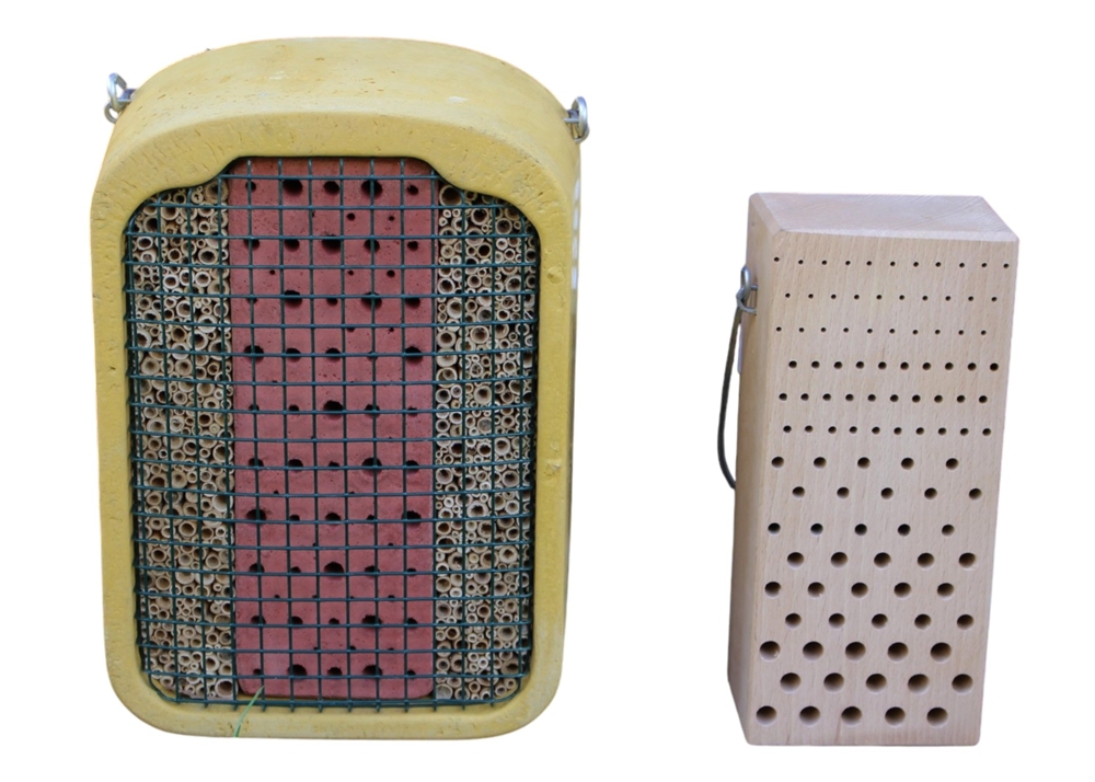 Insektennisthilfe Set - Insektenhotel mit Lehm & Schilf + Nistblock aus Hartholz Naturschutzprodukt