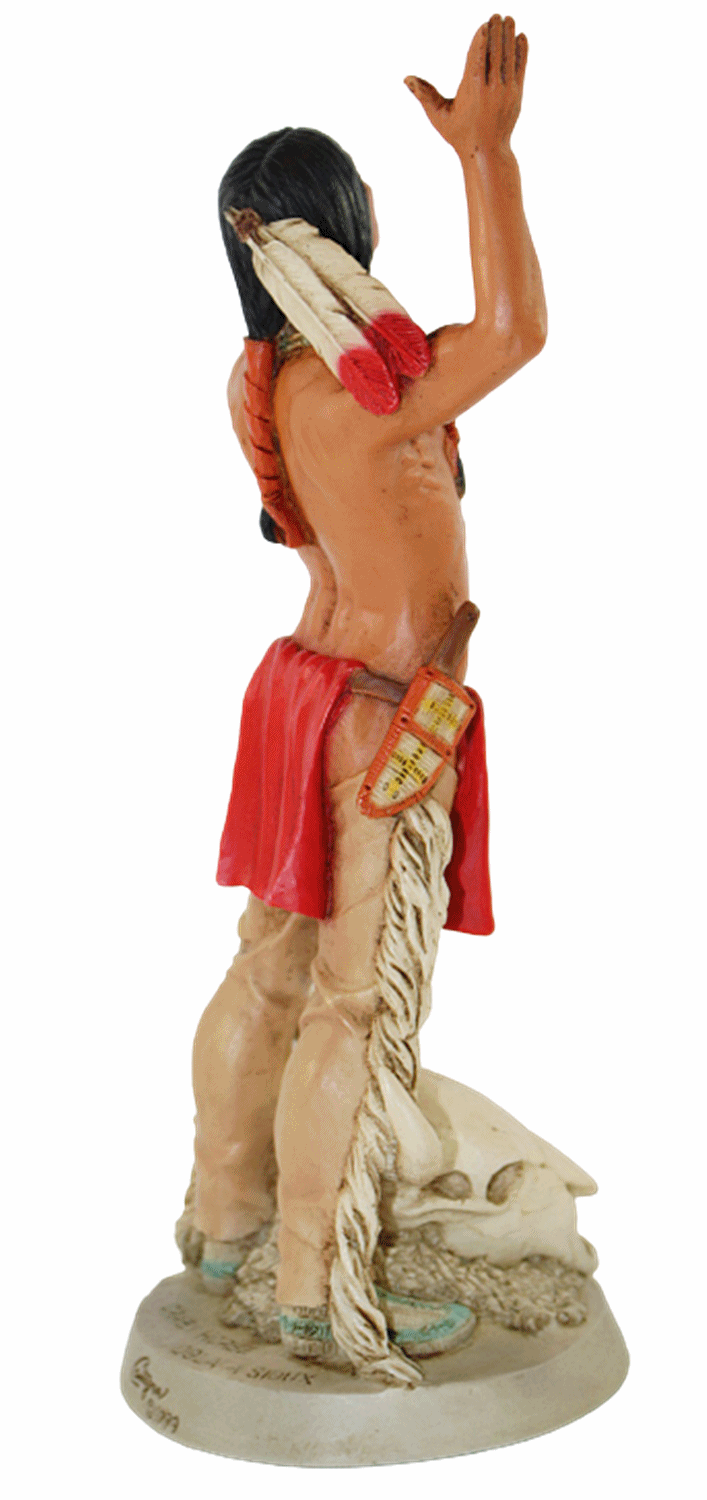 Indianerfigur Indianer Crazy Horse Anführer H 21 cm steh. mit Büffelschädel Castagna Limited Edition
