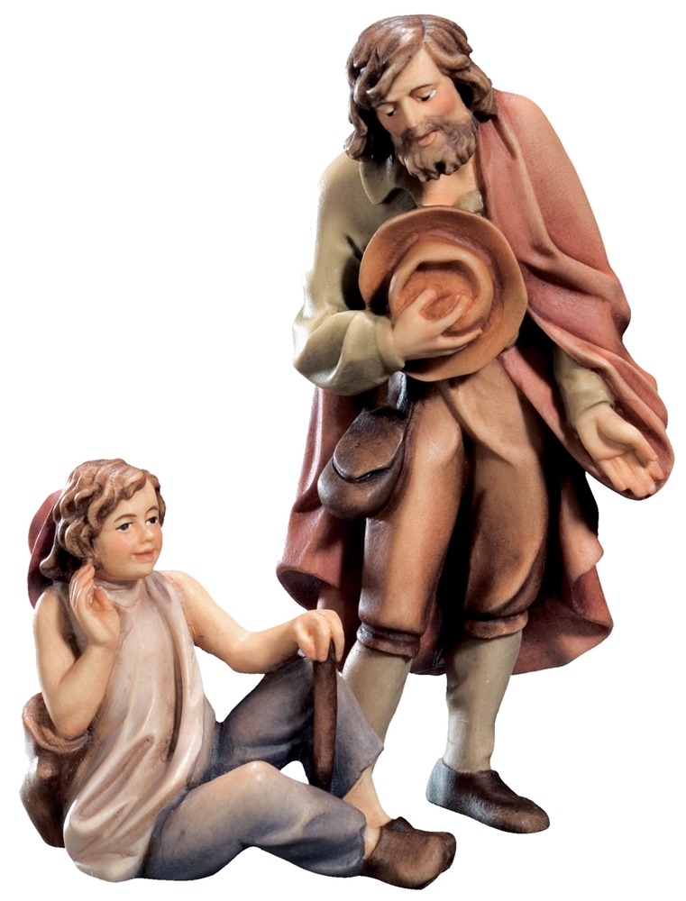 Krippenfigur Raffaello Kollektion Hirte mit Knabe Holzfigur Holzstatue Statue aus Ahornholz