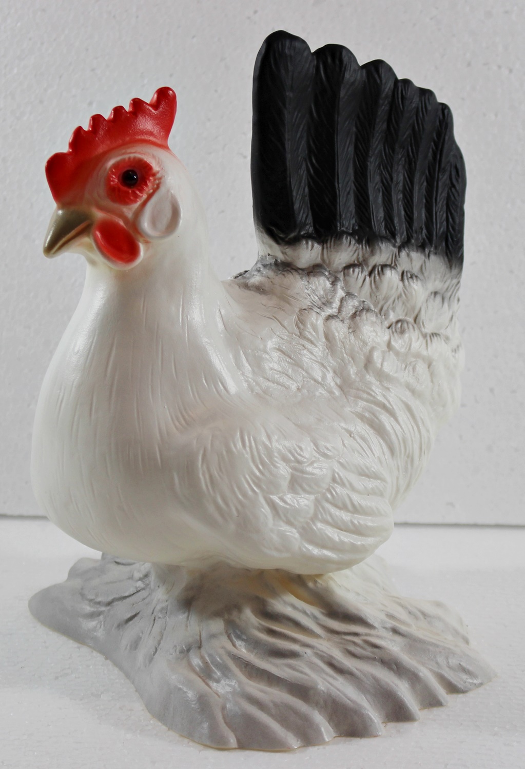 Deko Garten Figur Dekofigur Gartenfigur Tierfigur weiße Henne stehend aus Kunststoff Höhe 24 cm