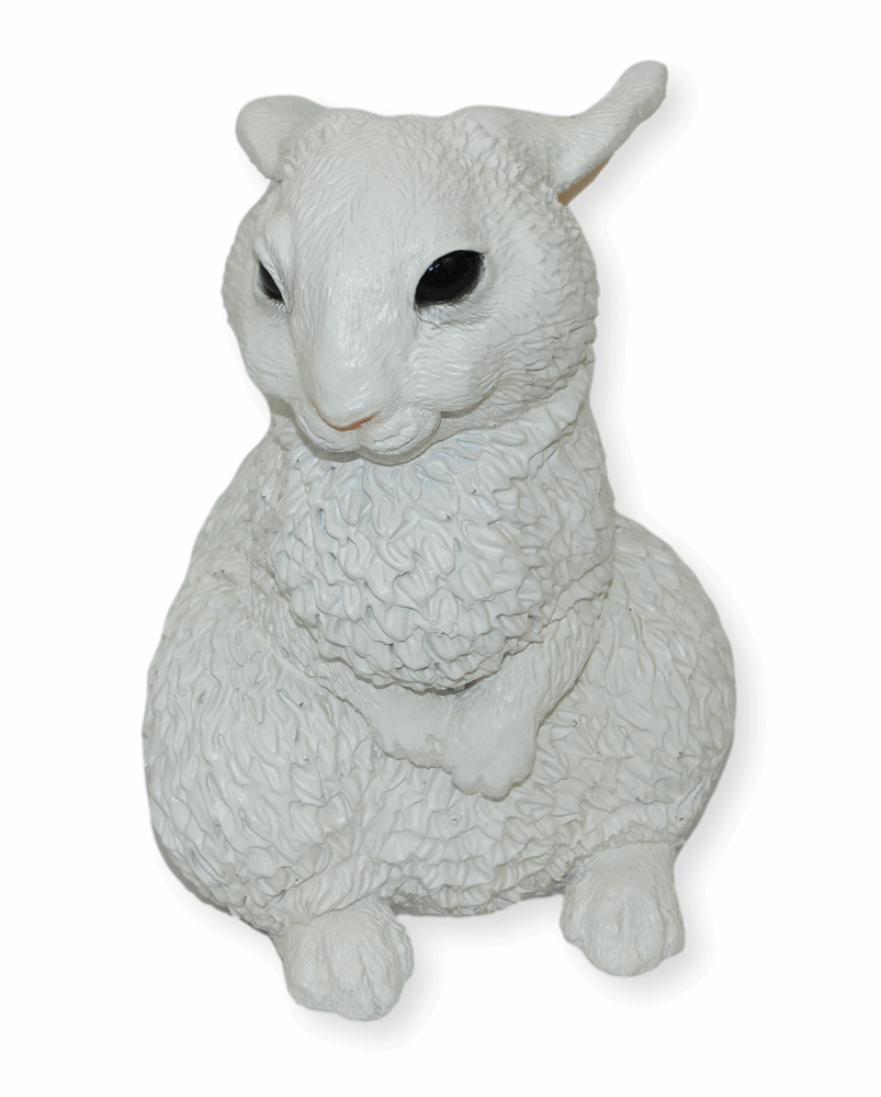 Deko Figur Hase weiß sitzend Kollektion Castagna aus Resin/ Kunststein H 19 cm Tierfigur