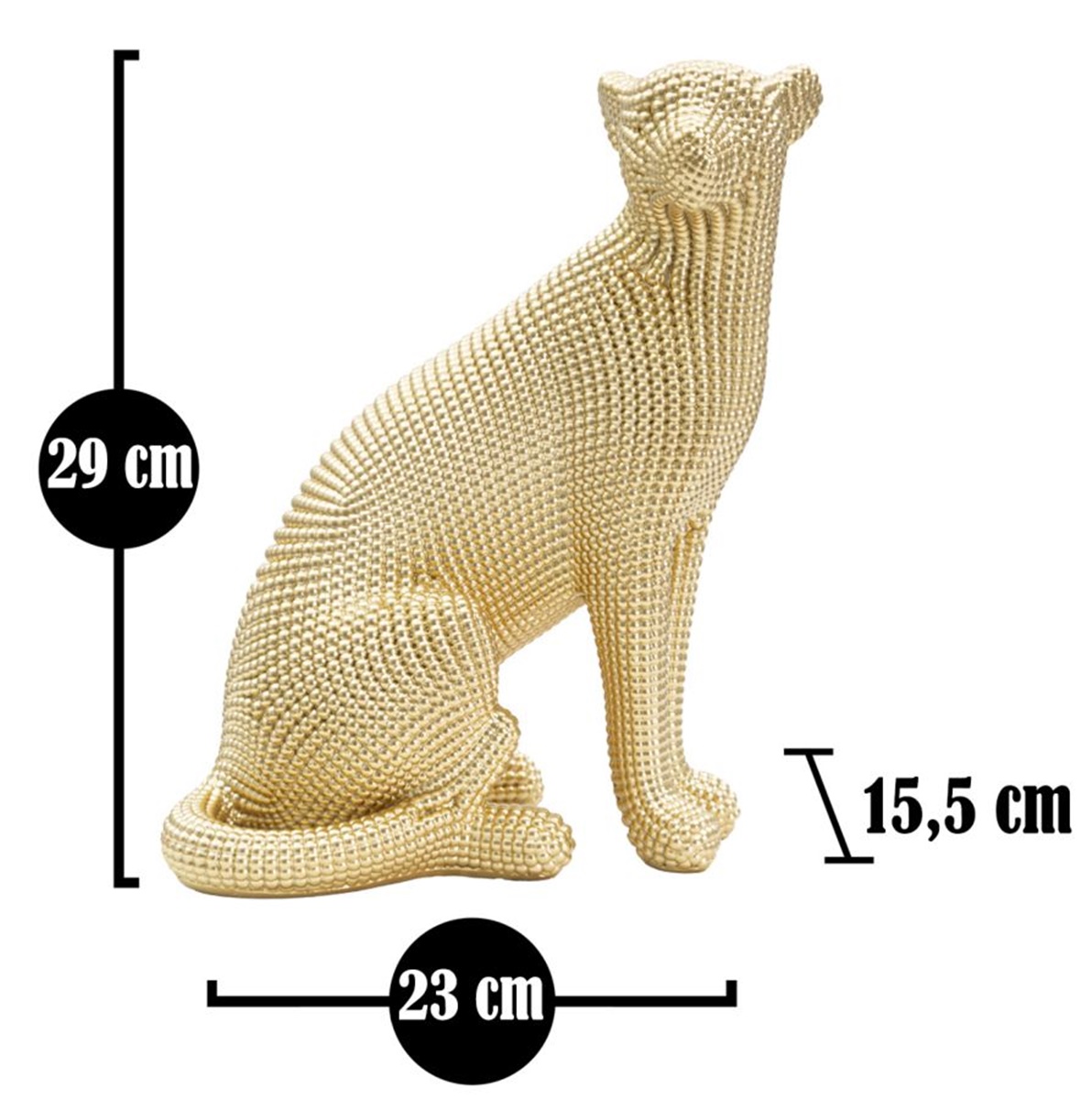 Dekofigur Leopard sitzend Tierfigur in edler goldener Optik Fell abstrakt strukturiert H 29 cm