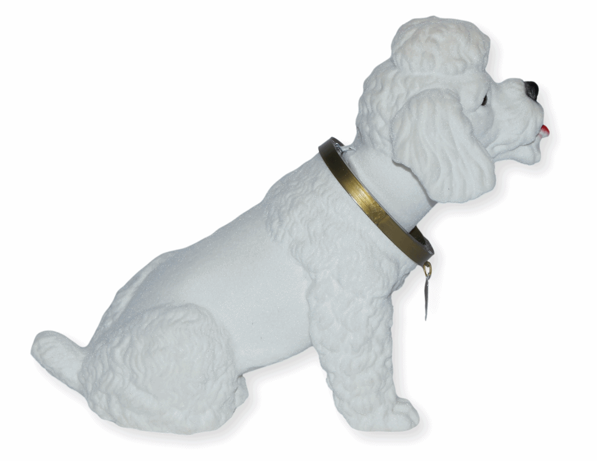 Wackel Figur Hund Pudel weiß Wackelfigur H 20,5 cm groß Dekofigur mit Wackelkopf