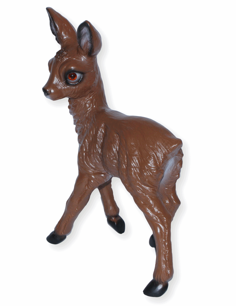 Deko Garten Figur Dekofigur Reh H 34 cm stehend Rehkitz Gartenfigur Tierfigur aus Kunststoff