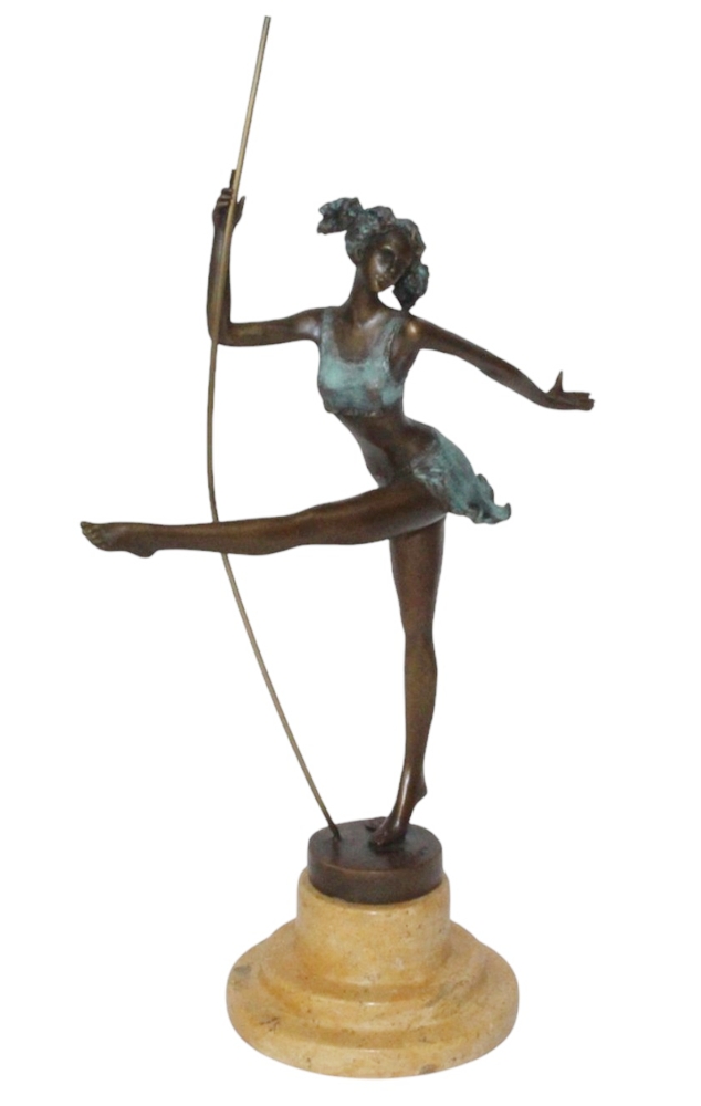 Bronzefigur „Tänzerin mit Reif“ – Anmutige Ballerina auf Sockel  Höhe 30 cm , Art Déco Stil