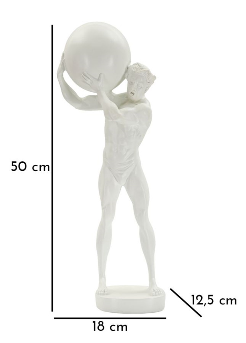 Dekofigur klassische Skulptur Replikat Atlas stehend Statue aus griechischer Mythologie weiß H 50 cm