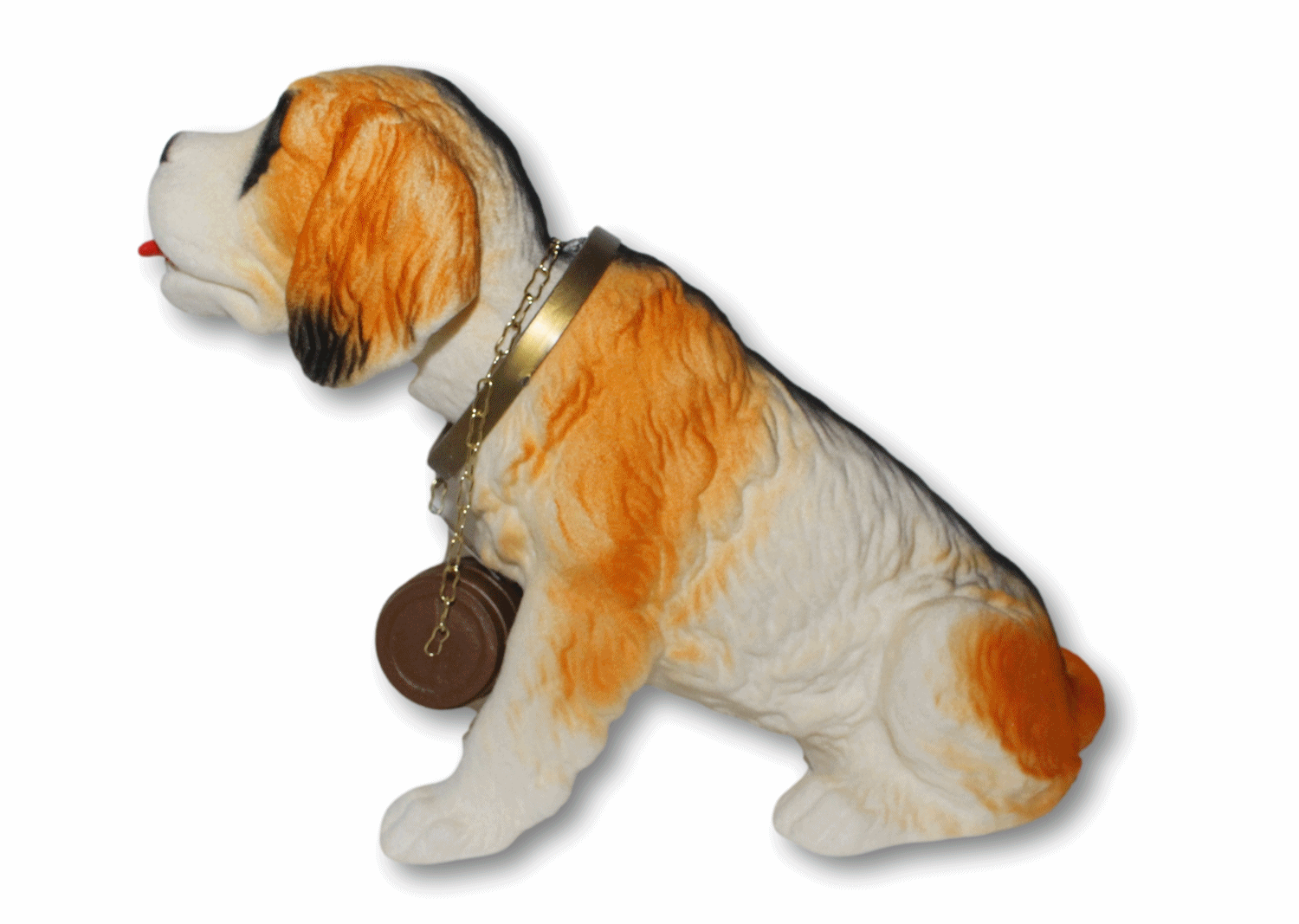 Wackel Figur Hund Bernhardiner Wackelfigur H 16 cm mit Faß groß Dekofigur mit Wackelkopf