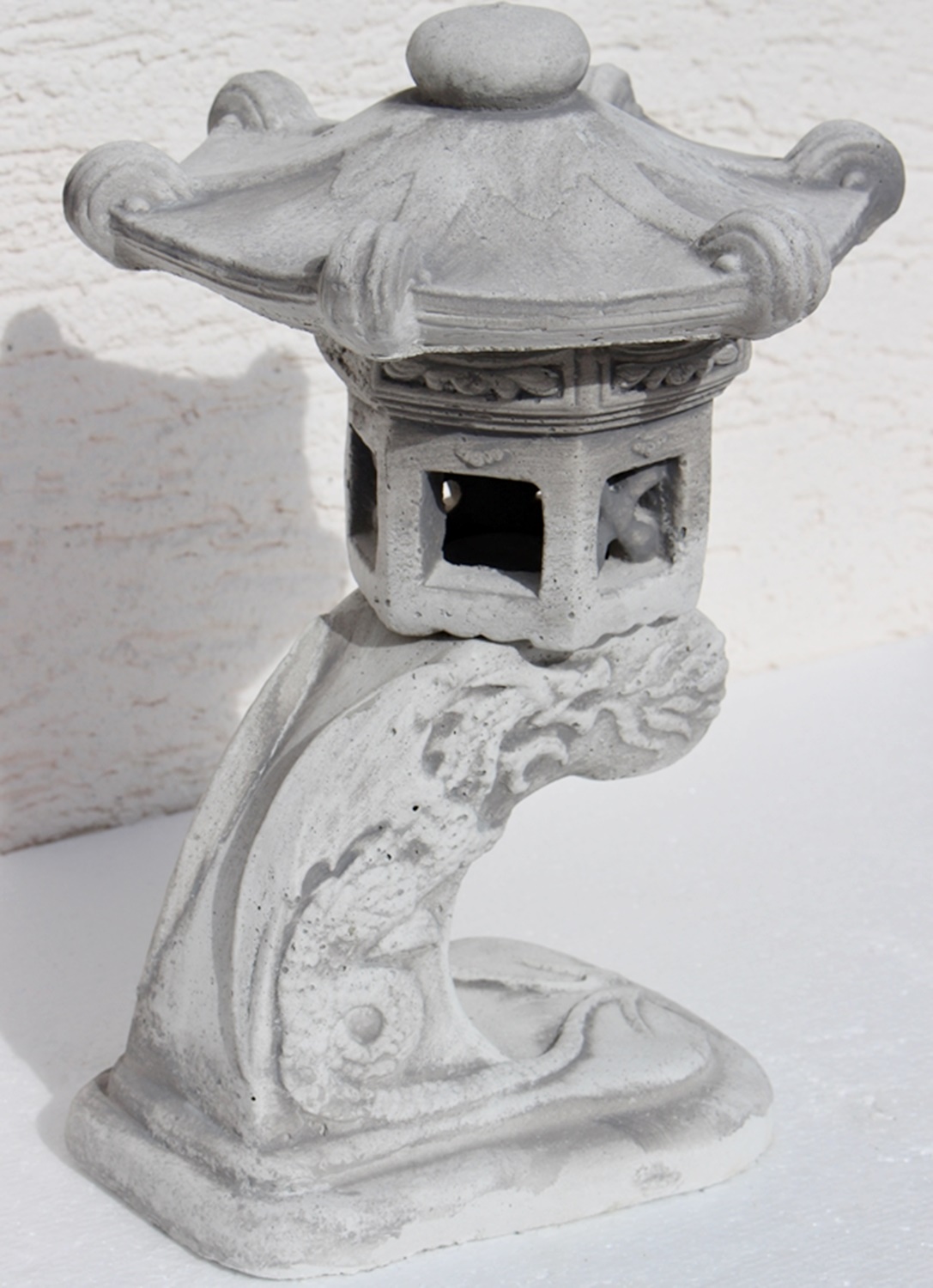 Beton Figur Skulptur japanische Laterne H 31 cm 3-teilig asiatische Steinlaterne Pagode