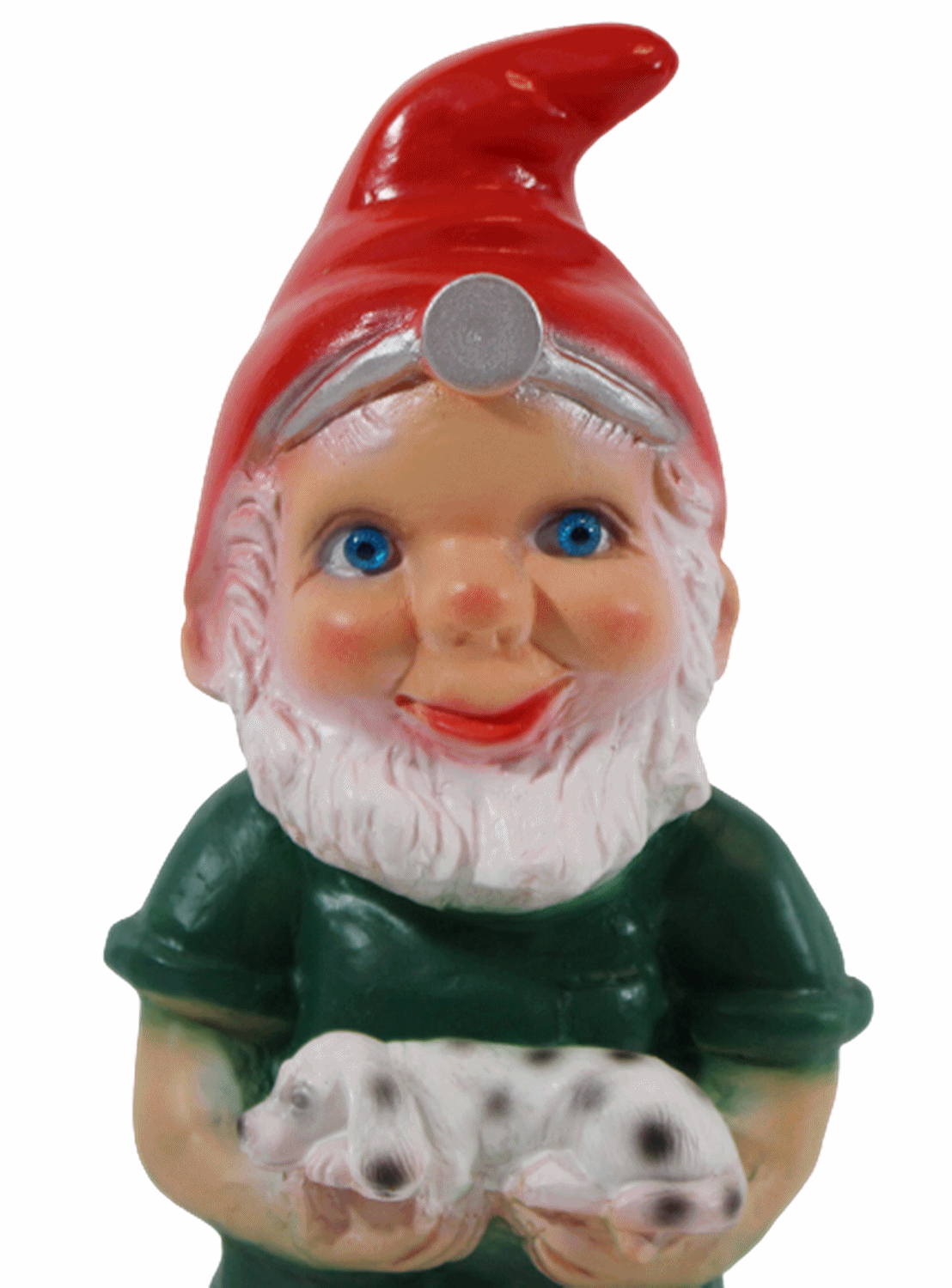 Gartenzwerg Deko Garten Figur Zwerg Tierarzt stehend mit Hund in Händen aus Kunststoff H 23 cm