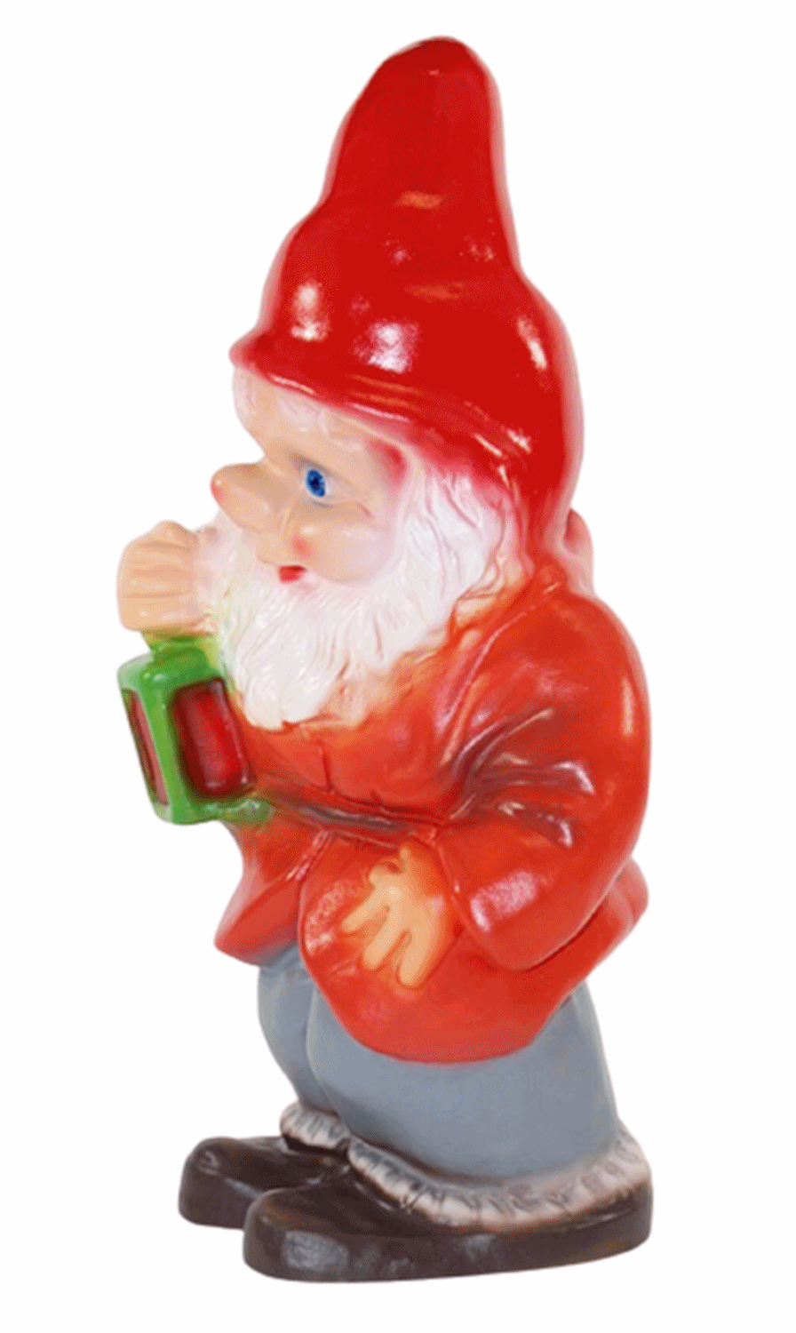 Gartenzwerg Deko Garten Figur Zwerg mit Laterne stehend aus Kunststoff Höhe 33 cm