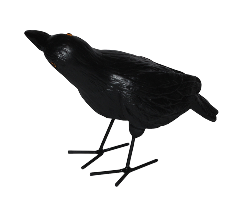 Dekofigur Rabe mit Metallfüßen stehend – Höhe 25 cm Vogelschreck aus Kunstharz