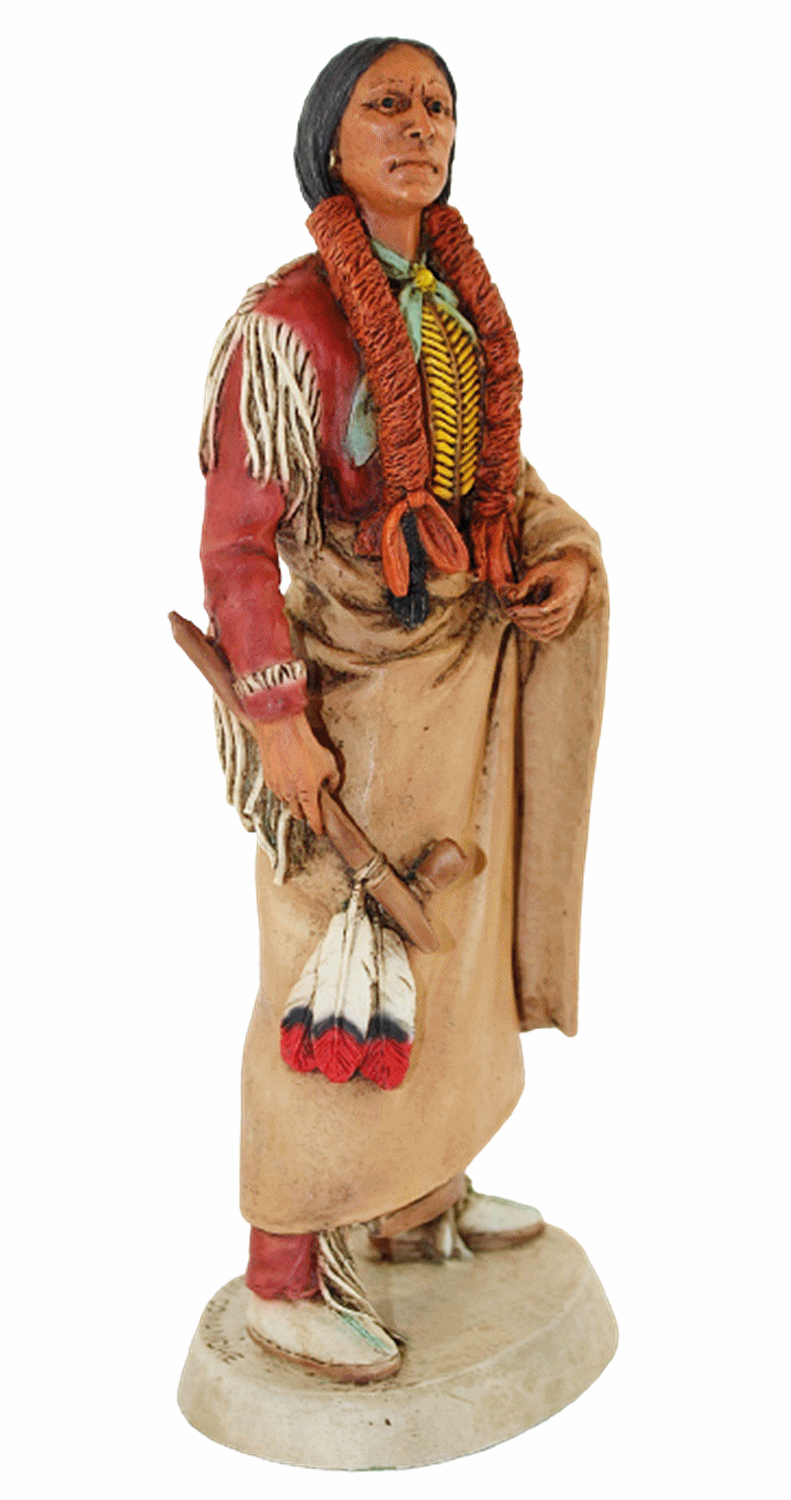 Indianerfigur Quanah Parker Häuptling H 21 cm stehend mit Friedenspfeife Castagna Limited Edition