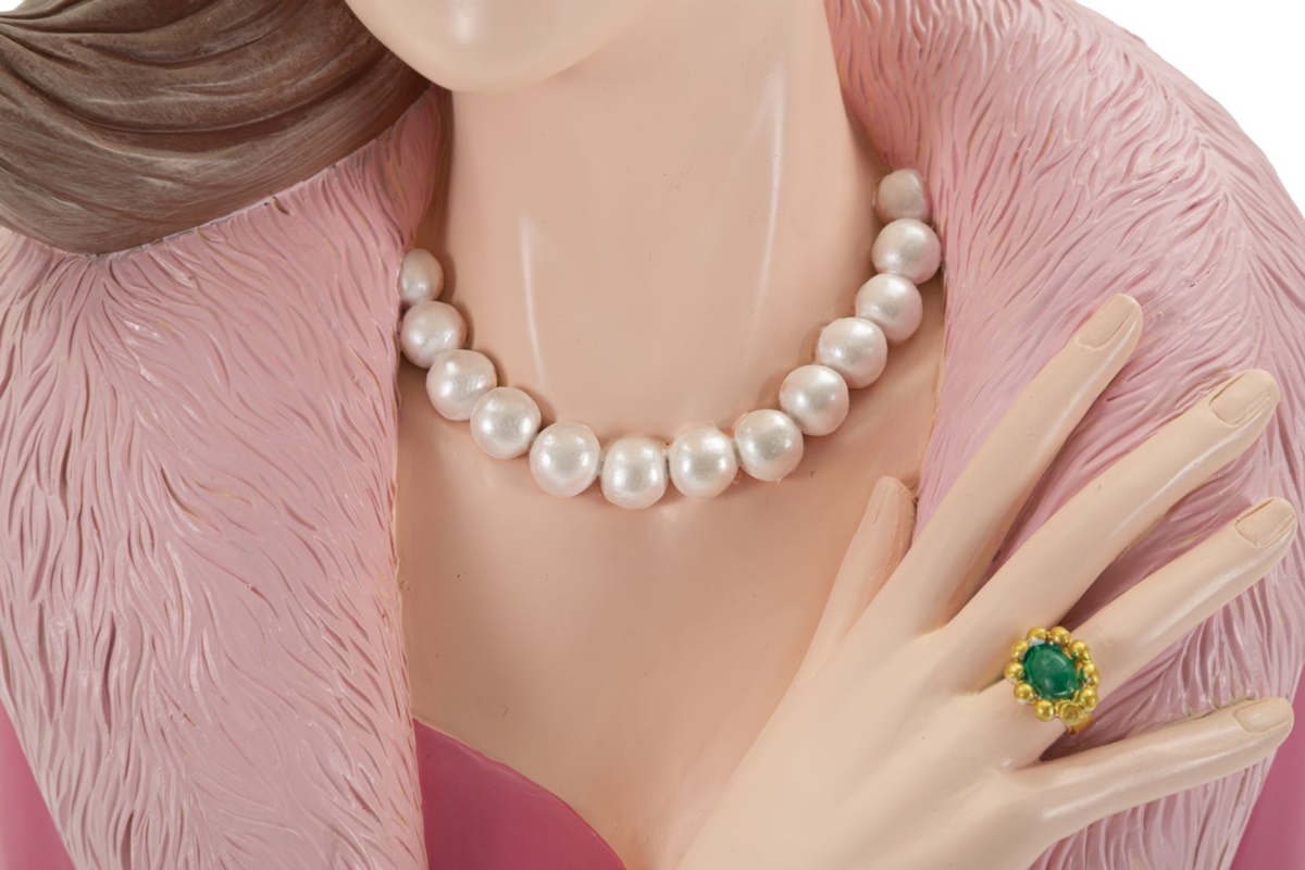 Dekofigur Büste elegante Dame Paris charmante Skulptur Art deco Stils Frauenbüste in Pink H 28 cm