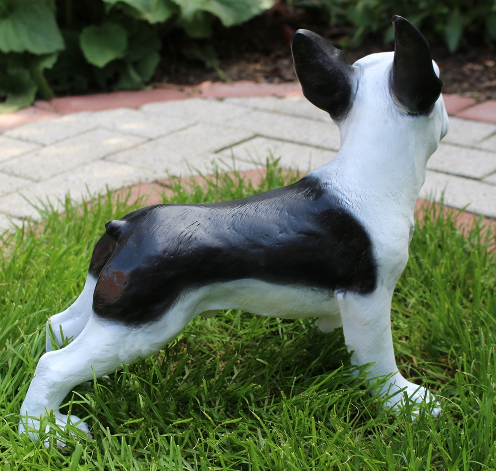 Dekofigur Französische Bulldogge Hund Deko Figur H 32 cm Kunstharz Tierfigur stehend Garten Figur
