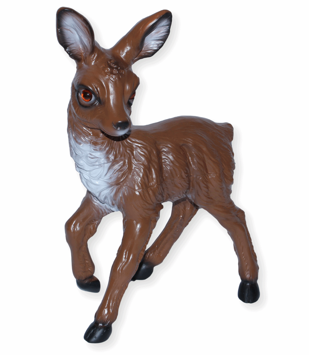 Deko Garten Figur Dekofigur Reh H 34 cm stehend Rehkitz Gartenfigur Tierfigur aus Kunststoff