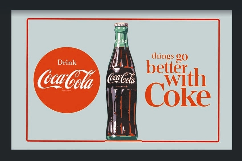 Set: 2 Spiegelbilder Coca-Cola Flasche Vintage "things go better with Coke" 20x30 cm Wandbilder