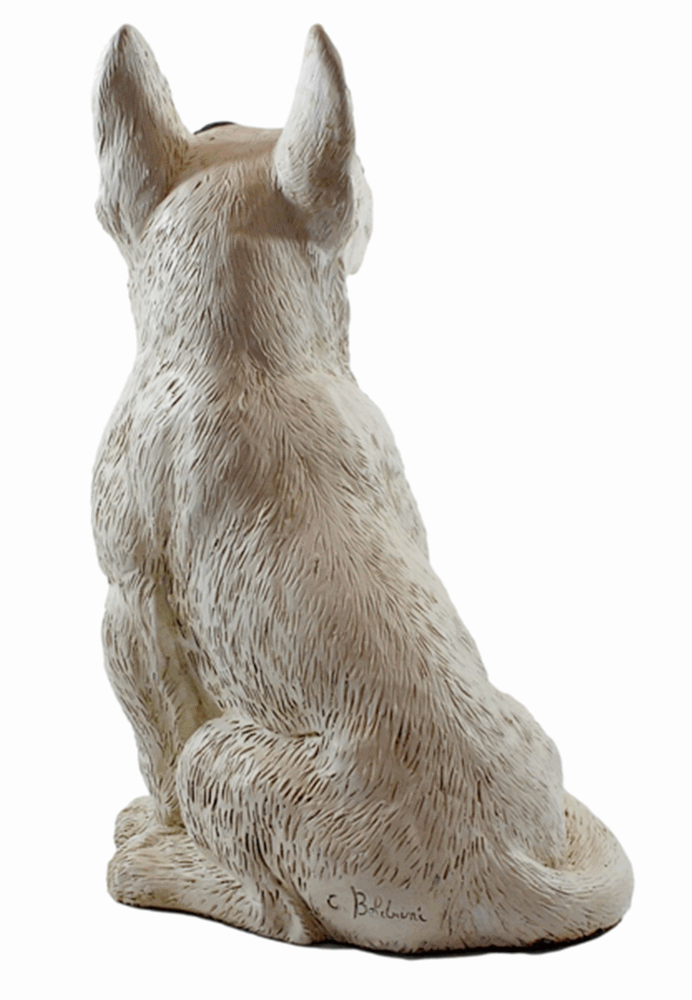 Deko Figur Hund Bull Terrier Hundefigur sitzend weiß Kollektion Castagna aus Resin Höhe 32 cm