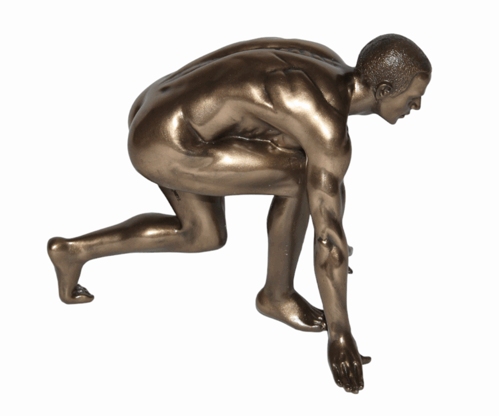 Deko Figur Body Talk Kollektion Nackter Mann kniend H 13 cm Athlet Läufer Startposition Skulptur