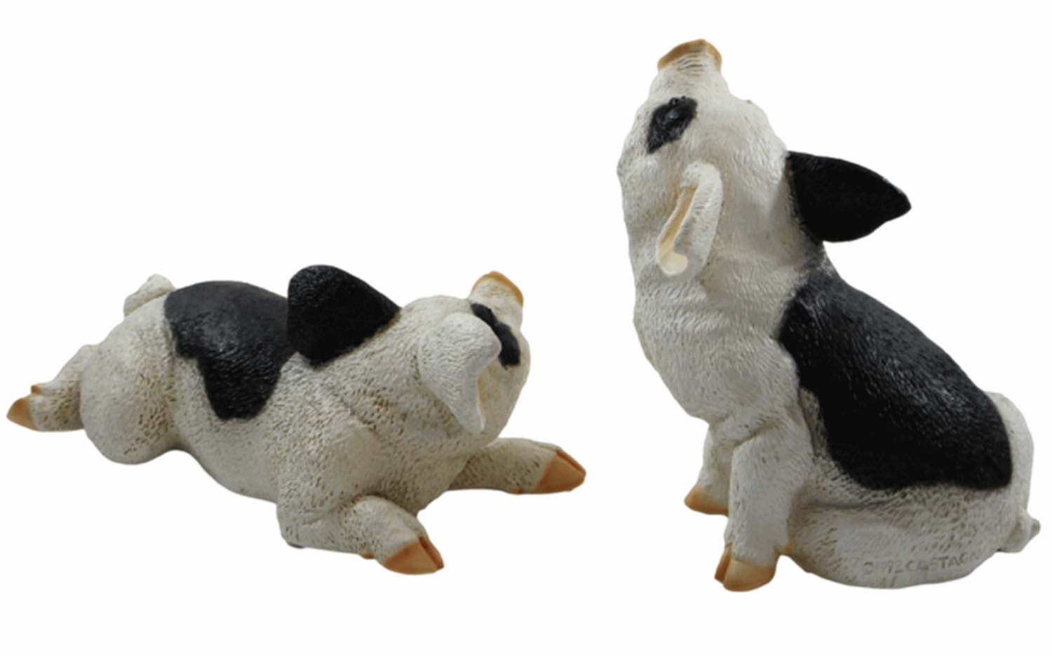 Dekofigur Tierfigur Ferkel Schweinchen 2-er Satz gefleckt Kollektion Castagna aus Resin H 10-20 cm