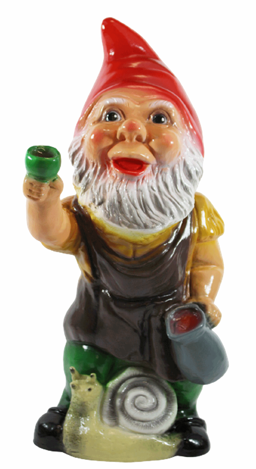 Gartenzwerg Deko Garten Figur Zwerg sitzend mit Schnecke und Weinkelch aus Kunststoff H 44 cm