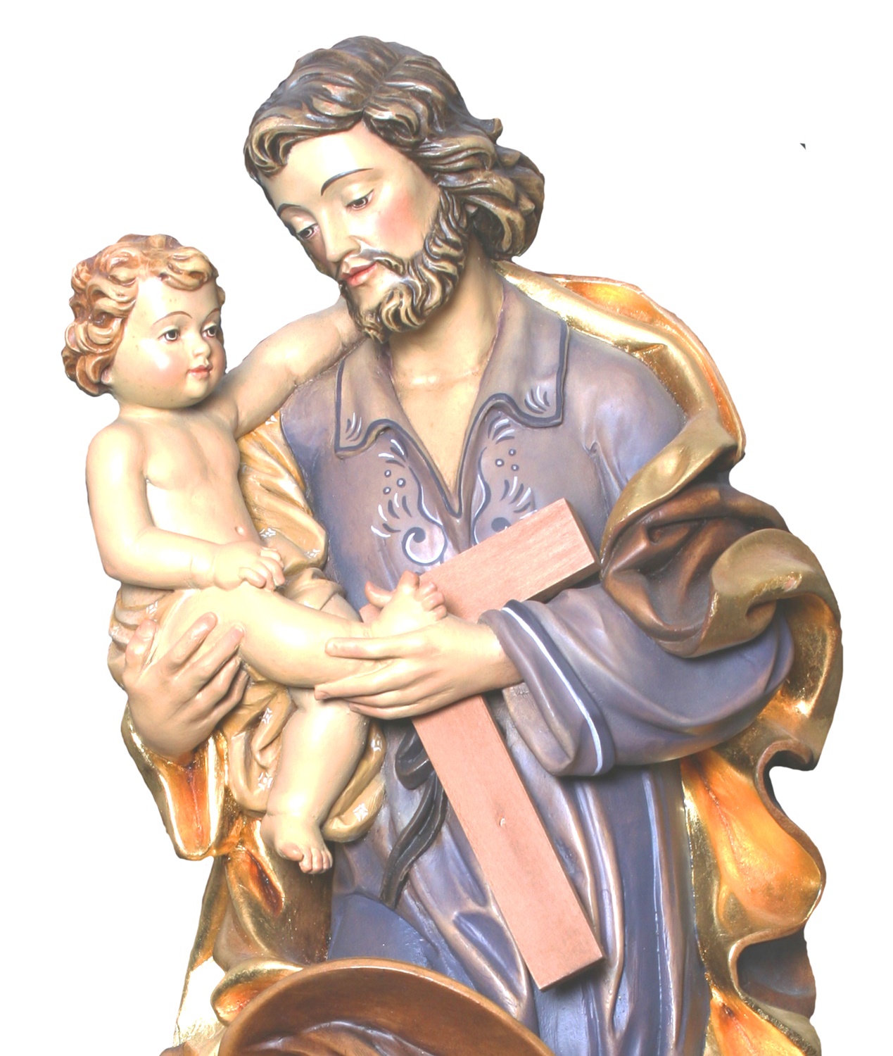 Heiligenfigur Heiliger Josef H 12 cm Josef mit Jesuskind Holzfigur Holzstatue Statue aus Ahornholz