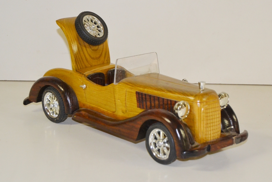 Holzauto Nostalgie Modellauto Oldtimer L 30 cm Nostalgisches Modellwagen aus Holz