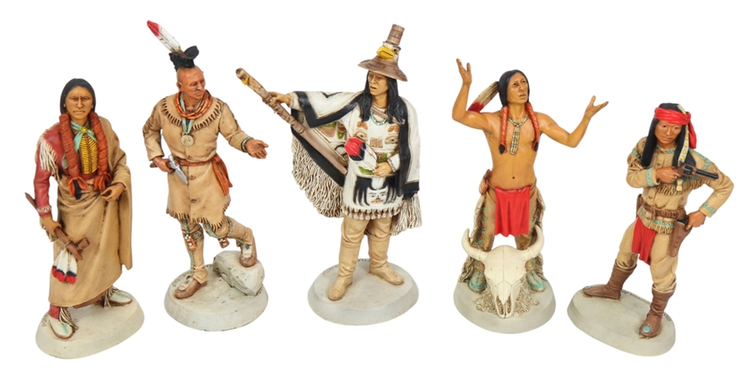 Indianerfiguren Indianer berühmte Häuptlinge Anführer H 20-23 cm 5-er Satz Castagna Limited Edition