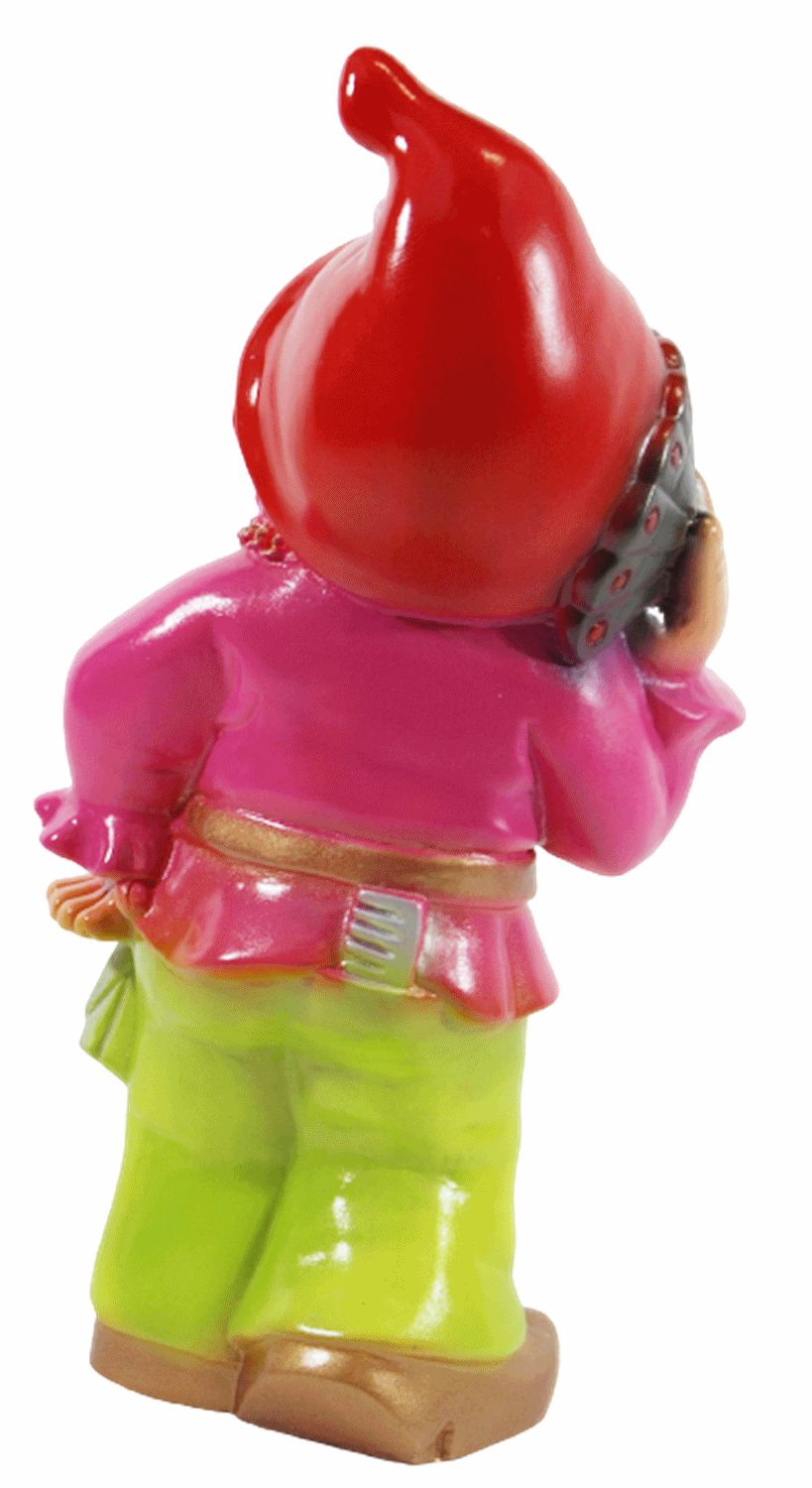 Gartenzwerg Deko Garten Figur Zwerg Cross-Dresser Mann als Frau verkleidet aus Kunststoff H 32 cm