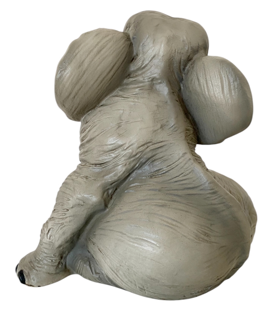 Figur Elefant Baby Elefantenfigur sitzend und lachend Tierfigur  Kollektion Castagna Resin H 19 cm