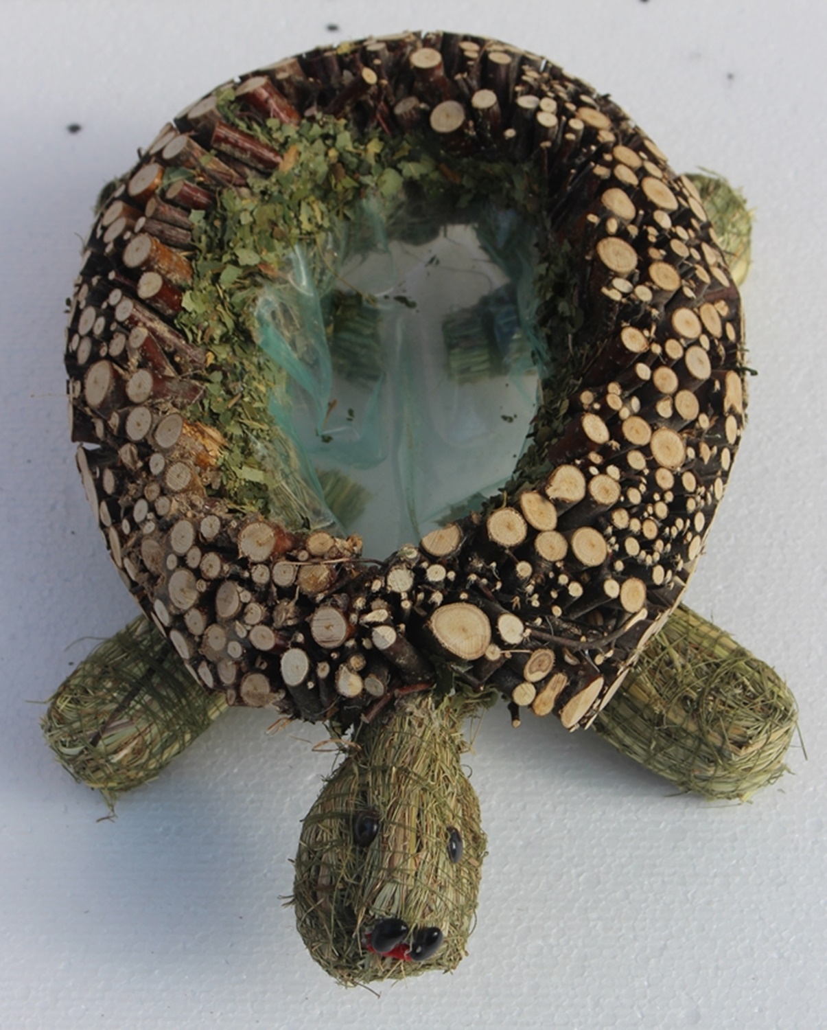 Deko Figur Schildkröte liegend L 28 cm Figur zum Bepflanzen aus Naturmaterial Heu und Reisig