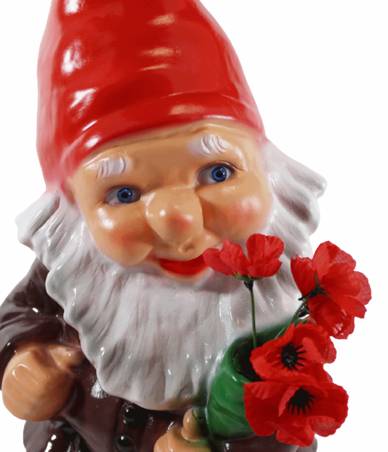 Gartenzwerg Deko Garten Figur Zwerg stehend mit Blumenstrauß in der Hand aus Kunststoff H 45 cm