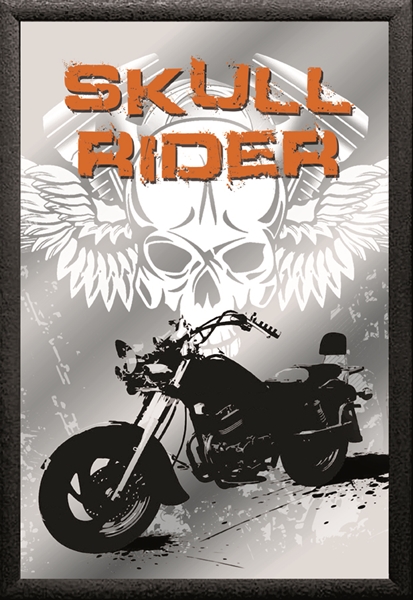Set: 2 Spiegelbilder Easy Rider Skull Motorrad Bild 30x20 cm Wandbilder Hinterglasdruck mit Rahmen