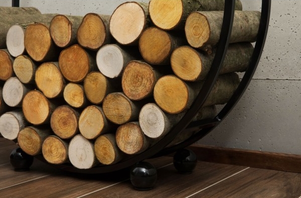 Kaminholzregal "Daisy" H 82 cm Holzregal für Kaminholz Kaminholzablage aus Stahl Kaminholzständer