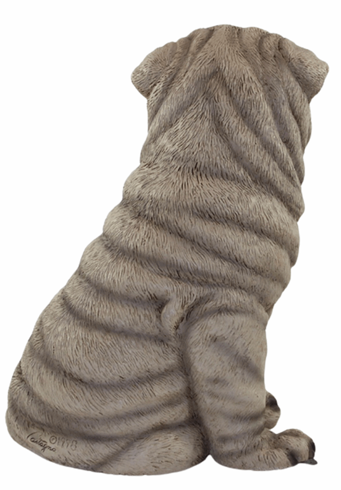 Hundefigur Chinesischer Faltenhund Shar Pei Welpe sitzend Kollektion Castagna aus Resin H 24 cm