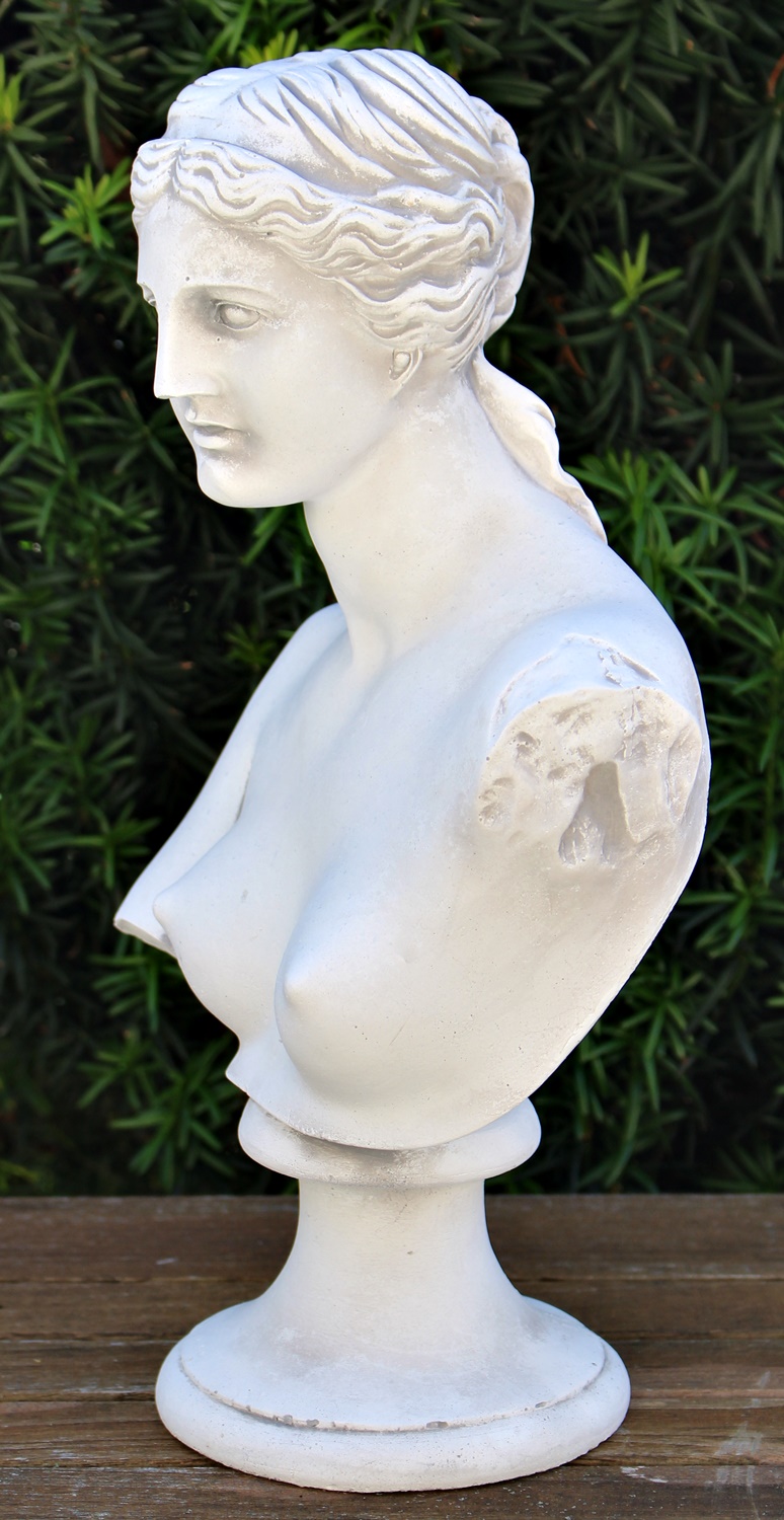 Deko Statue Skulptur Büste Venus von Milo H 33 cm Dekofigur Gartenskulptur hell patiniert aus Beton