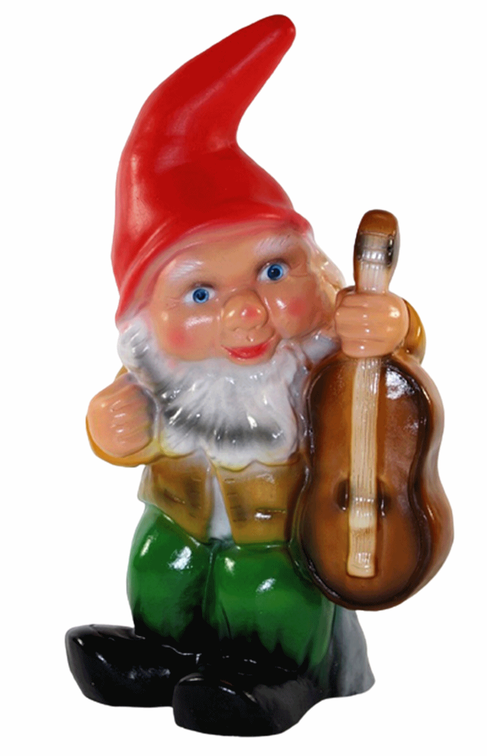 Deko Figur Zwerg H 32 cm Gartenzwerg Musiker mit Gitarre stehend Gartenfigur aus Kunststoff