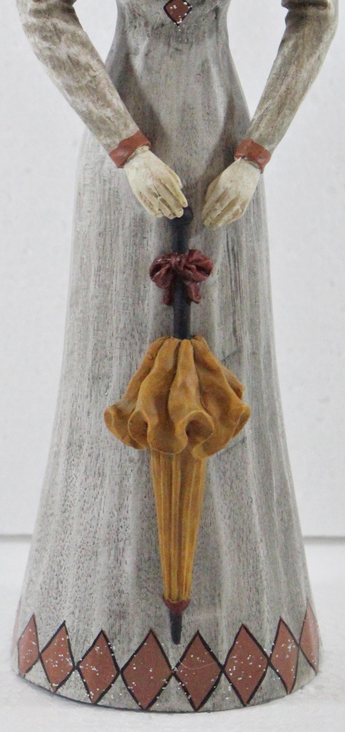 Modefigur Beauty Figur Deko Modepuppe Nostalgiefigur Dame weißes Kleid mit Schirm aus Resin H 30 cm