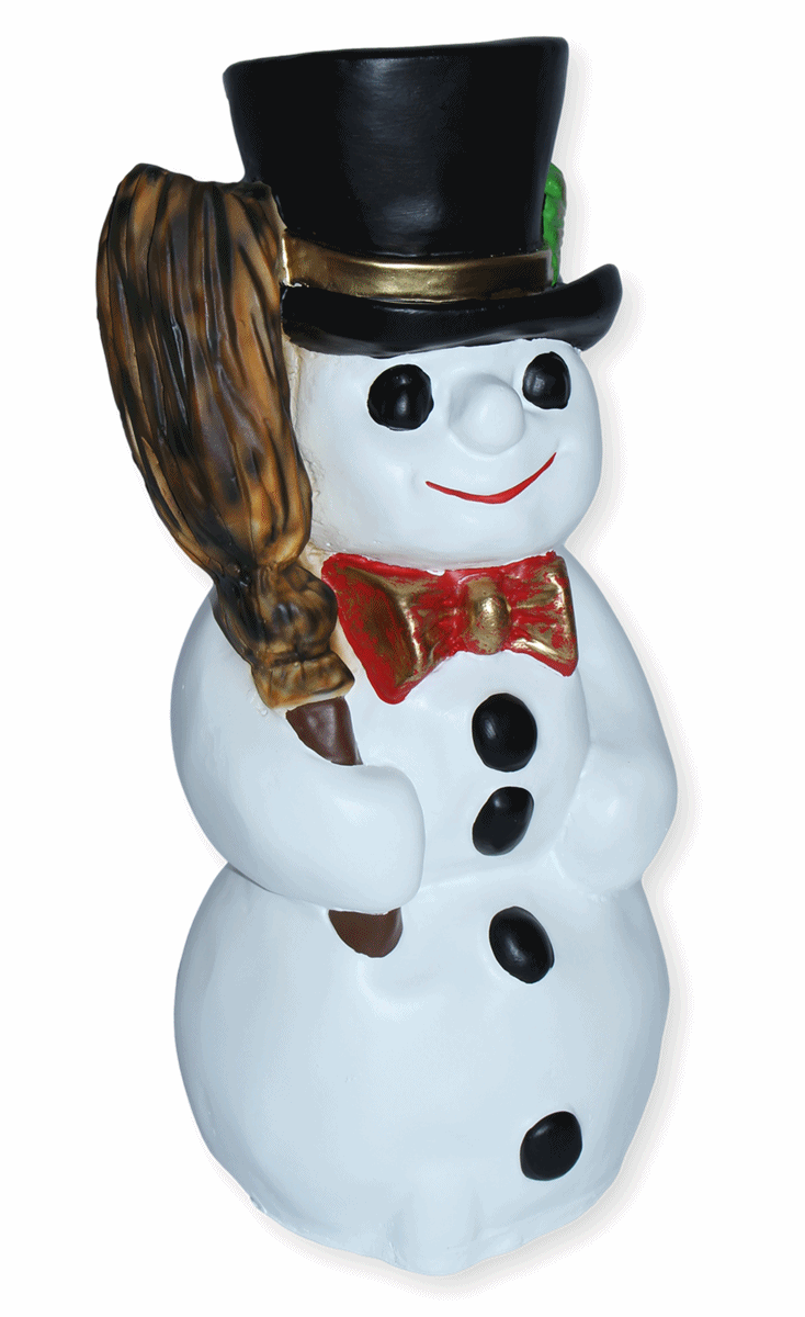 Dekorationsfigur Winterfigur Schneemann mit Besen H 44 cm Deko Figur aus Kunstharz
