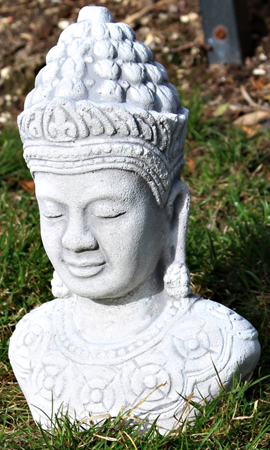 Beton Figur Statue Skulptur Buddha Büste H 29 cm Dekofigur und Gartenskulptur