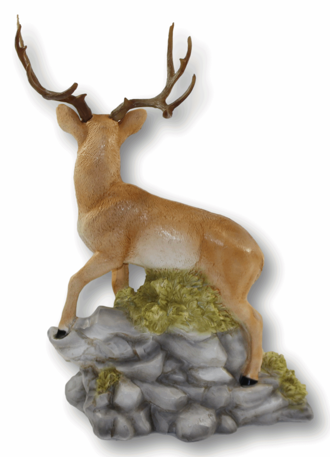 Dekofigur Tierfigur Wildrot Hirsch auf Felsen stehend Kollektion Castagna aus Resin H 37 cm