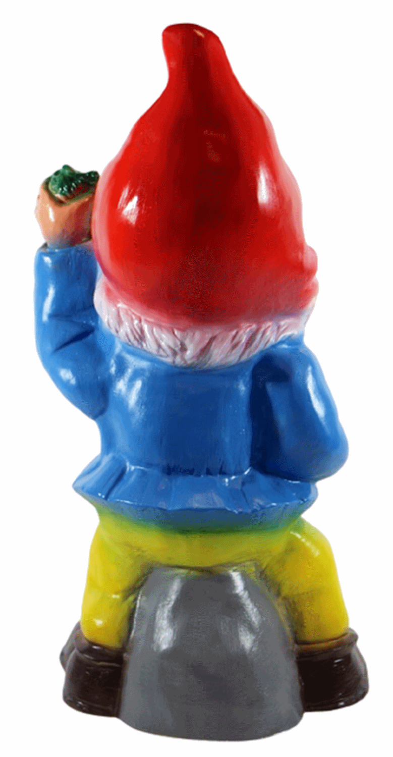 Gartenzwerg Deko Garten Figur Zwerg mit Hase und Karotte stehend aus Kunststoff Höhe 43 cm