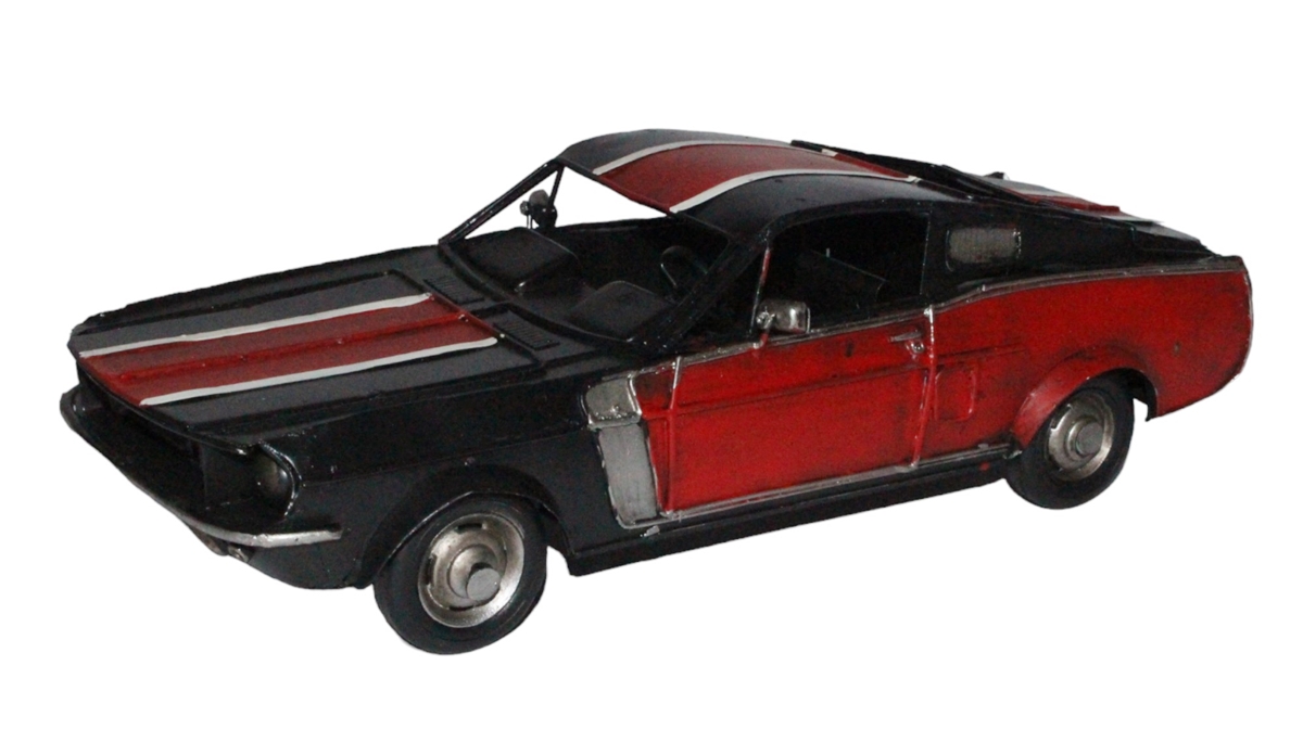 Blechauto Nostalgie Muscle Car in rot und schwarz Oldtimer Auto Modellauto L 32 cm aus Blech